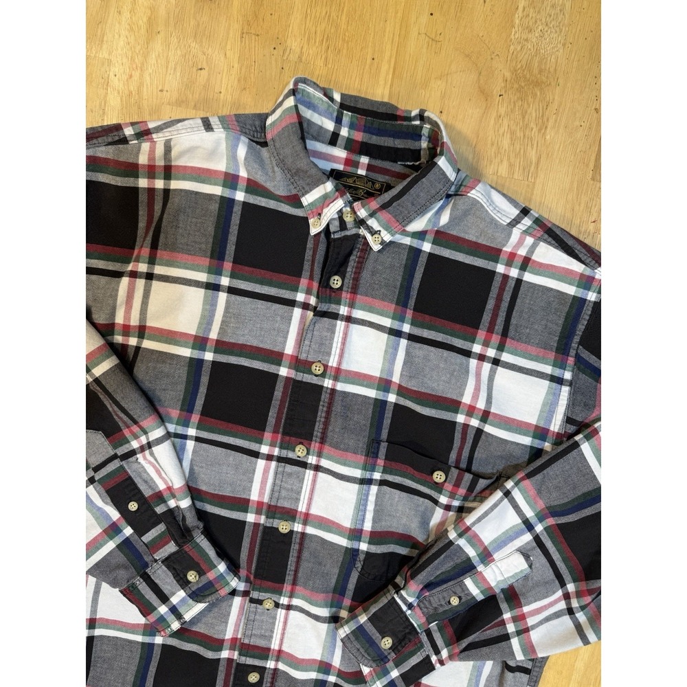 VTG Eddie Bauer Outdoor Outfitter Plaid Button Down Shirt‎ Men's L Heavy Cotton